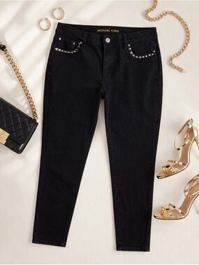 Michael Kors Black Studded Skinny Jeans Size 10P